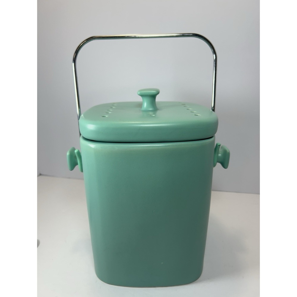 Crofton Blue Stoneware Compost Bin Kitchen Countertop Food Scrap Ice Bucket